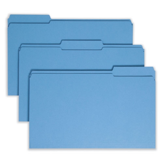 Picture of Reinforced Top Tab Colored File Folders, 1/3-Cut Tabs: Assorted, Legal Size, 0.75" Expansion, Blue, 100/Box