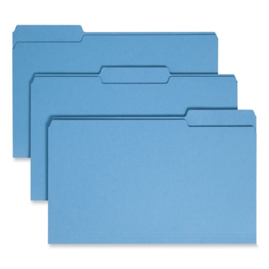 Picture of Colored File Folders, 1/3-Cut Tabs: Assorted, Legal Size, 0.75" Expansion, Blue, 100/Box