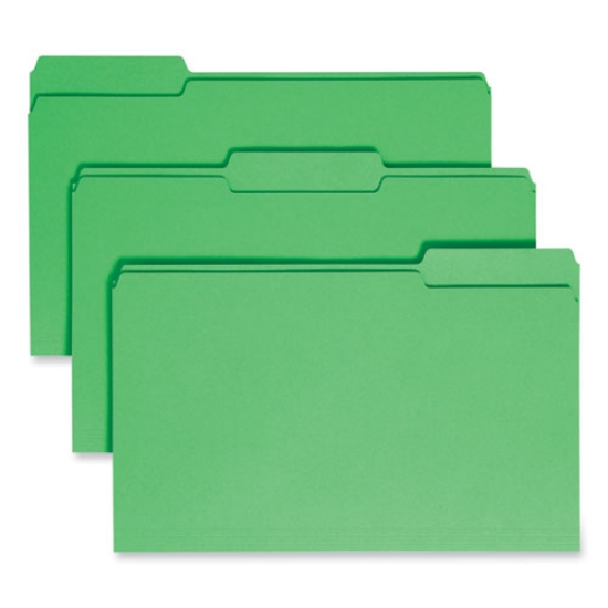 Picture of Colored File Folders, 1/3-Cut Tabs: Assorted, Legal Size, 0.75" Expansion, Green, 100/Box