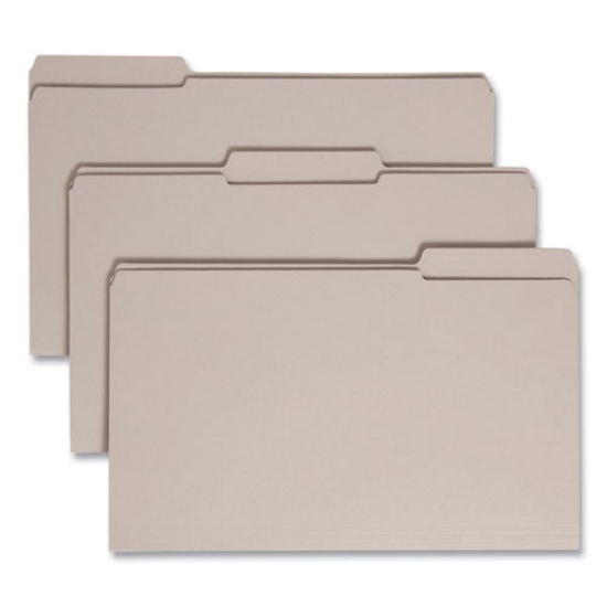 Picture of Reinforced Top Tab Colored File Folders, 1/3-Cut Tabs: Assorted, Legal Size, 0.75" Expansion, Gray, 100/Box