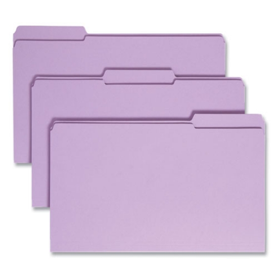 Picture of Reinforced Top Tab Colored File Folders, 1/3-Cut Tabs: Assorted, Legal Size, 0.75" Expansion, Lavender, 100/Box