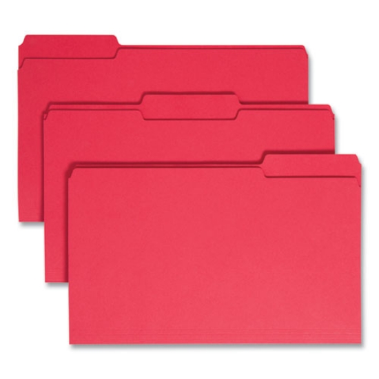 Picture of Colored File Folders, 1/3-Cut Tabs: Assorted, Legal Size, 0.75" Expansion, Red, 100/Box