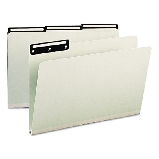 Picture of Recycled Heavy Pressboard File Folders with Insertable 1/3-Cut Metal Tabs, Legal Size, 1" Expansion, Gray-Green, 25/Box