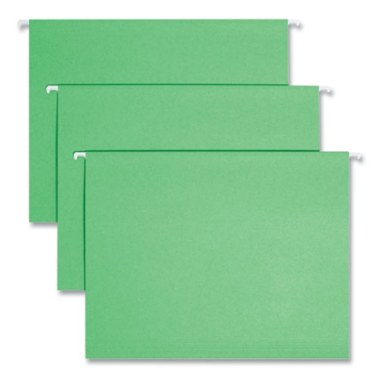 Picture of Colored Hanging File Folders with 1/5 Cut Tabs, Letter Size, 1/5-Cut Tabs, Green, 25/Box