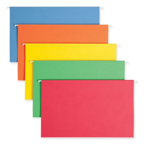 Picture of Colored Hanging File Folders with 1/5 Cut Tabs, Legal Size, 1/5-Cut Tabs, Assorted Colors, 25/Box