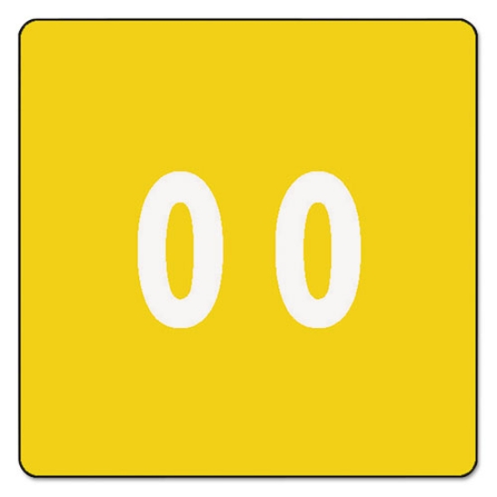 Picture of Numerical End Tab File Folder Labels, 0, 1.5 X 1.5, Yellow, 250/roll