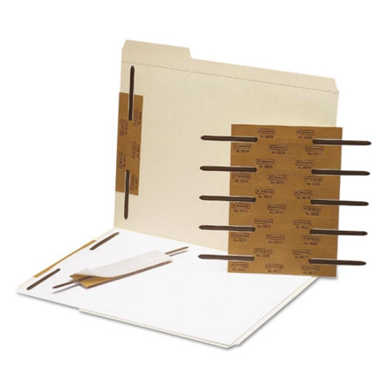 Picture of Reinforced Self-Adhesive Two-Prong Fastener Base and Compressor Sets, 2" Capacity, 2.75" Center to Center, Brown, 100/Box