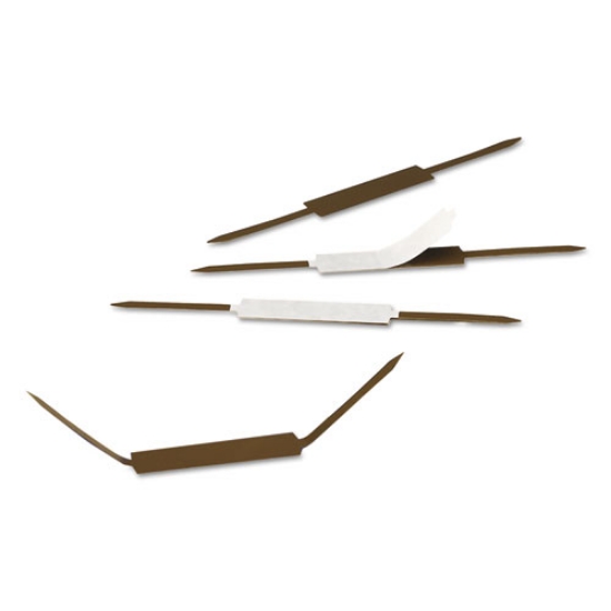 Picture of Standard Self-Adhesive Two-Prong Fastener Base and Compressor Sets, 2" Capacity, 2.75" Center to Center, Brown, 100/Box