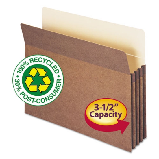 Picture of Recycled Top Tab File Pockets, 3.5" Expansion, Letter Size, Redrope, 25/Box