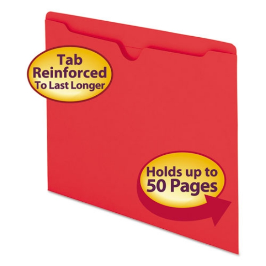 Picture of Colored File Jackets With Reinforced Double-Ply Tab, Straight Tab, Letter Size, Red, 100/box