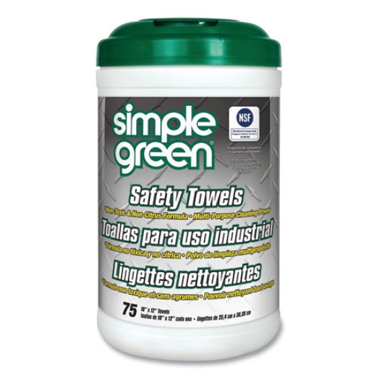 Picture of Safety Towels, 1-Ply, 10 x 11.75, White, Unscented, 75/Canister, 6 Canisters/Carton
