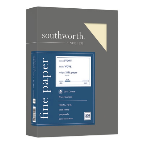 Picture of 25% Cotton Business Paper, 95 Bright, 24 lb Bond Weight, 8.5 x 11, Ivory, 500 Sheets/Ream