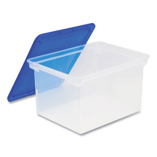 Picture of Tote with Comfort Edges, Letter/Legal Files, 13.9" x 18.3" x 10.6", Blue/Clear, 4/Carton