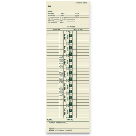Picture of Time Clock Cards, Replacement For 10-100312/1950-9301/k14-36981d, One Side, 3.5 X 10.5, 500/box