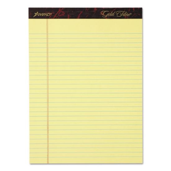Picture of Gold Fibre Writing Pads, Wide/legal Rule, 50 Canary-Yellow 8.5 X 11.75 Sheets, 4/pack