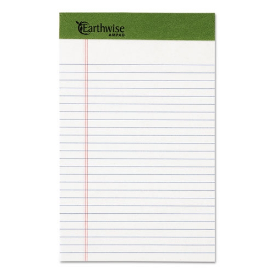 Picture of Earthwise By Ampad Recycled Writing Pad, Narrow Rule, Politex Green Headband, 50 White 5 X 8 Sheets, Dozen