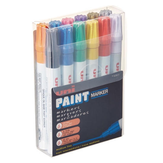 Picture of Permanent Marker, Medium Bullet Tip, Assorted Colors, 12/set