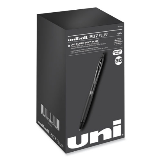 Picture of 207 Plus+ Gel Pen, Retractable, Medium 0.7 mm, Black Ink, Black Barrel, 36/Pack