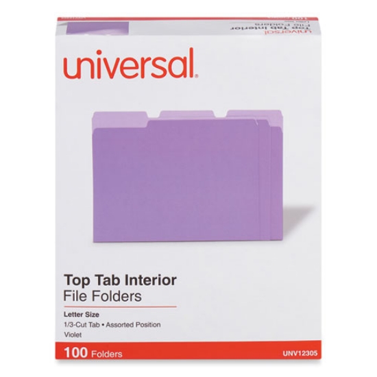 Picture of Interior File Folders, 1/3-Cut Tabs: Assorted, Letter Size, 11-pt Stock, Violet, 100/Box