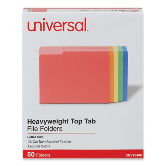 Picture of Deluxe Heavyweight File Folders, 1/3-Cut Tabs: Assorted, Letter Size, 0.75" Expansion, Assorted Colors, 50/Box