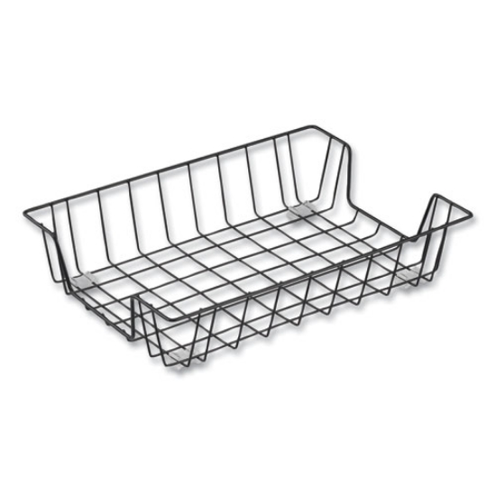 Picture of wire metal letter tray, 1 section, letter size files, 10" x 14.13" x 3", black