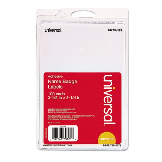 Picture of Plain Self-Adhesive Name Badges, 3 1/2 X 2 1/4, White, 100/pack