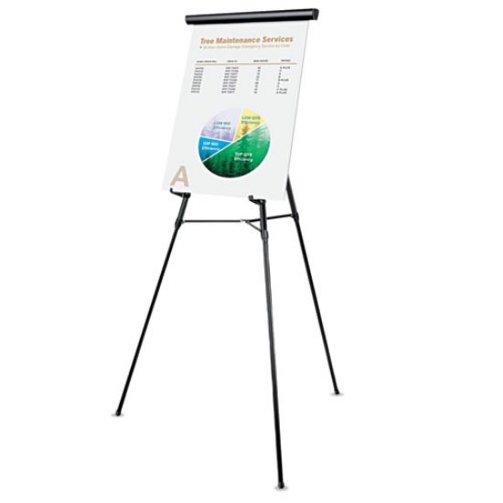 Picture of 3-Leg Telescoping Easel With Pad Retainer, Adjusts 34" To 64", Aluminum, Black