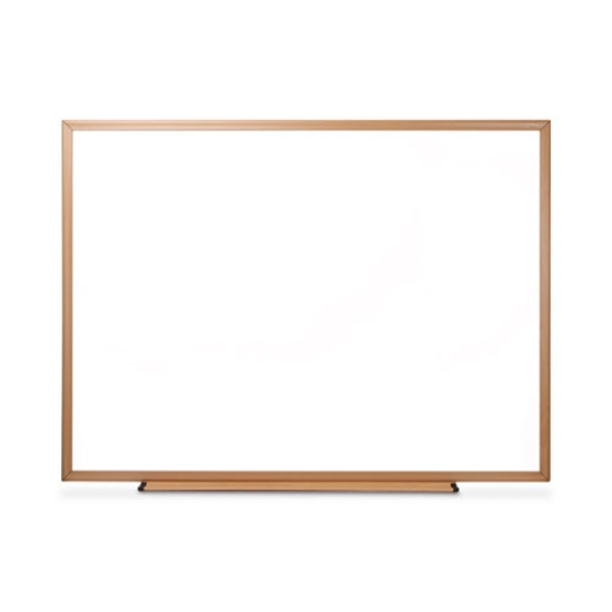 Picture of Deluxe Melamine Dry Erase Board, 48 x 36, Melamine White Surface, Oak Fiberboard Frame
