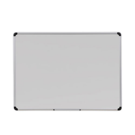 Picture of Deluxe Porcelain Magnetic Dry Erase Board, 48 x 36, White Surface, Silver/Black Aluminum Frame