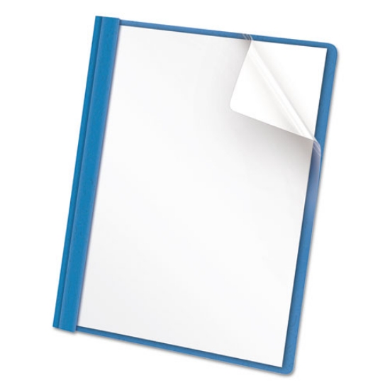 Picture of Clear Front Report Cover, Prong Fastener, 0.5" Capacity, 8.5 X 11, Clear/light Blue, 25/box