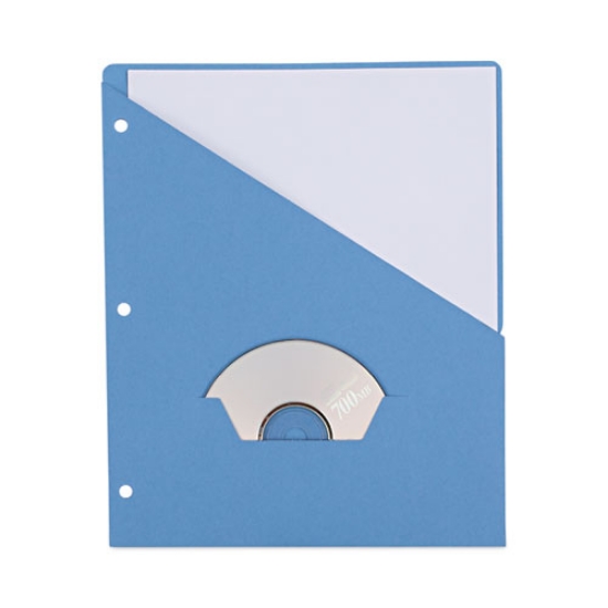Picture of Slash-Cut Pockets For Three-Ring Binders, Jacket, Letter, 11 Pt., Blue, 10/pack