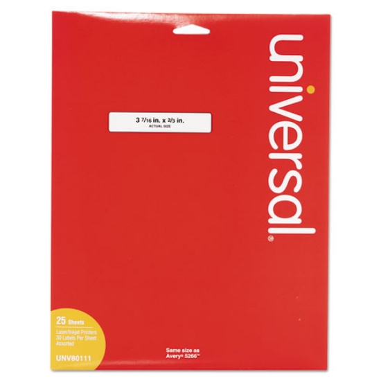Picture of Self-Adhesive Permanent File Folder Labels, 0.66 x 3.44, White with Assorted Color Borders, 30/Sheet, 25 Sheets/Pack