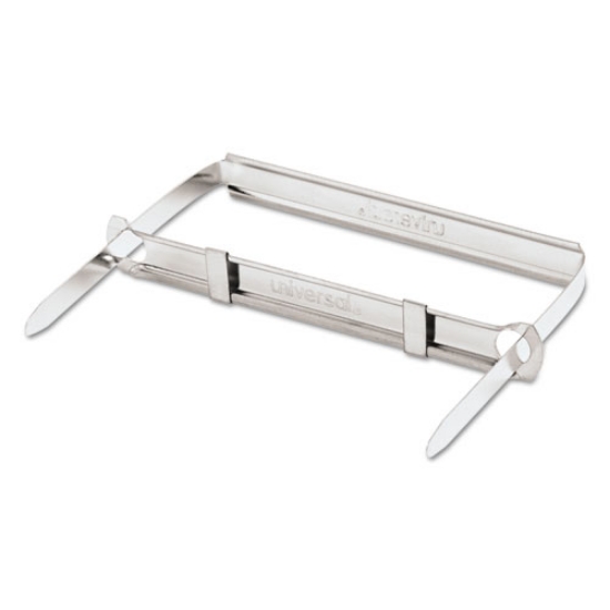 Picture of Two-Piece Two-Prong Paper Fastener Base and Compressor Sets, 2" Capacity, 2.75" Center to Center, Silver, 50/Box