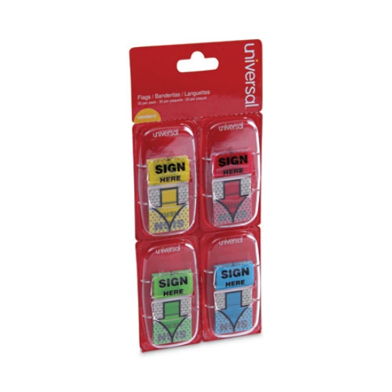 Picture of Deluxe Message Arrow Flags, "sign Here", Assorted Colors, 120/pack