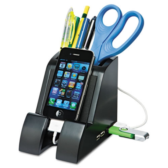 Picture of Smart Charge Pencil Cup With Usb Charging Hub, Black