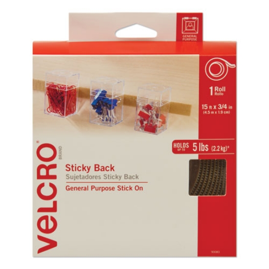 Picture of Sticky-Back Fasteners With Dispenser, Removable Adhesive, 0.75" X 15 Ft, Beige