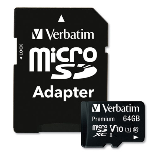 Picture of 64gb Premium Microsdxc Memory Card With Adapter, Uhs-I V10 U1 Class 10, Up To 90mb/s Read Speed