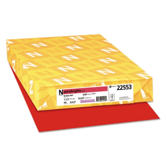 Picture of Color Paper, 24 lb Bond Weight, 11 x 17, Re-Entry Red, 500/Ream