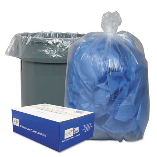 Picture of Linear Low-Density Can Liners, 33 gal, 0.63 mil, 33" x 39", Clear, 25 Bags/Roll, 10 Rolls/Carton