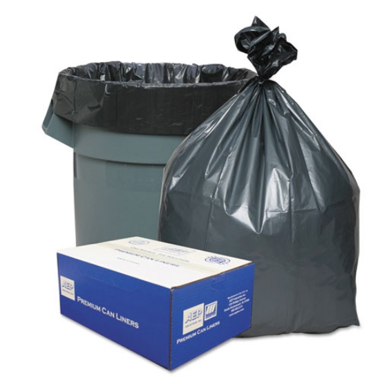 Picture of Can Liners, 56 gal, 1.55 mil, 43" x 48", Gray, 10 Bags/Roll, 5 Rolls/Carton