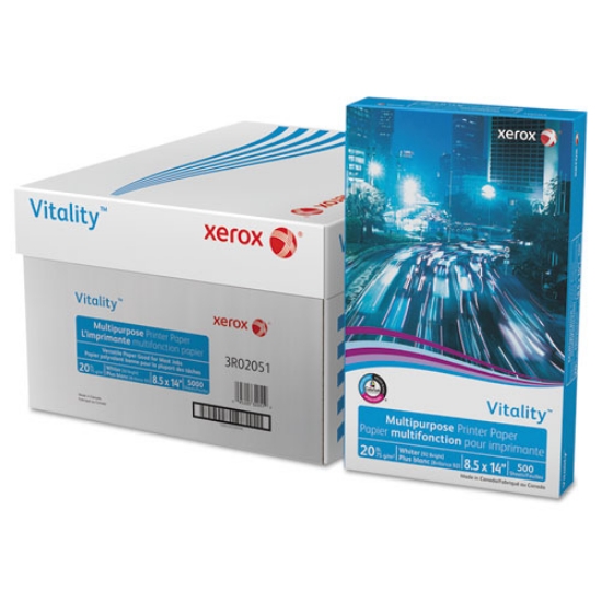 Picture of Vitality Multipurpose Print Paper, 92 Bright, 20 lb Bond Weight, 8.5 x 14, White, 500 Sheets/Ream, 10 Reams/Carton