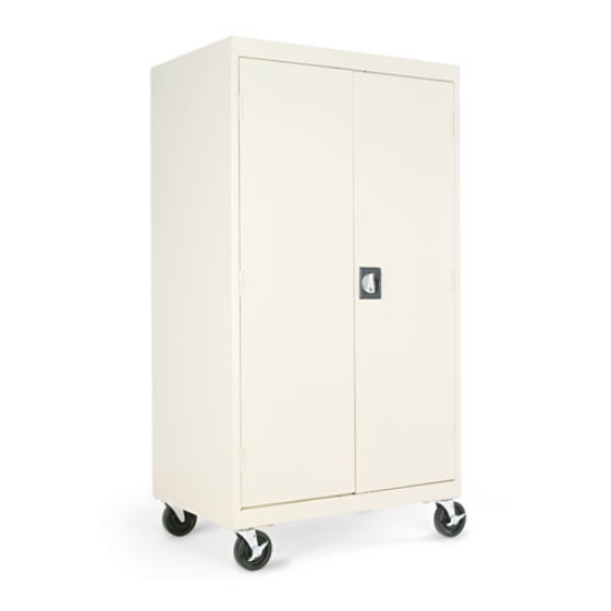 Picture of Assembled Mobile Storage Cabinet, With Adjustable Shelves 36w X 24d X 66h, Putty
