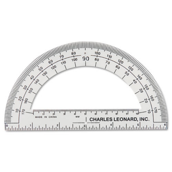 Picture of Open Center Protractor, Plastic, 6" Ruler Edge, Clear