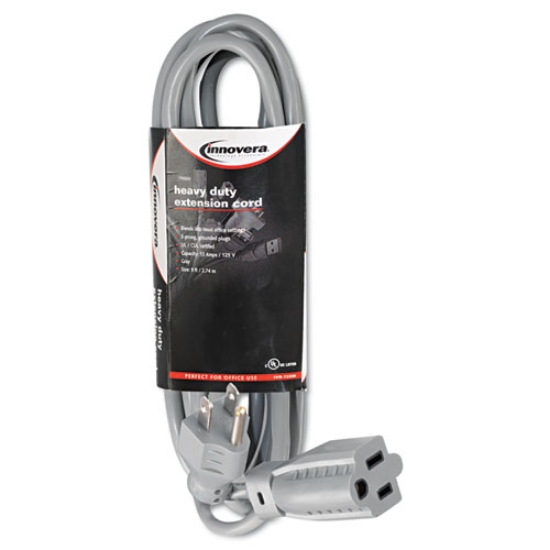 Picture of Indoor Heavy-Duty Extension Cord, 9 ft, 13 A, Gray