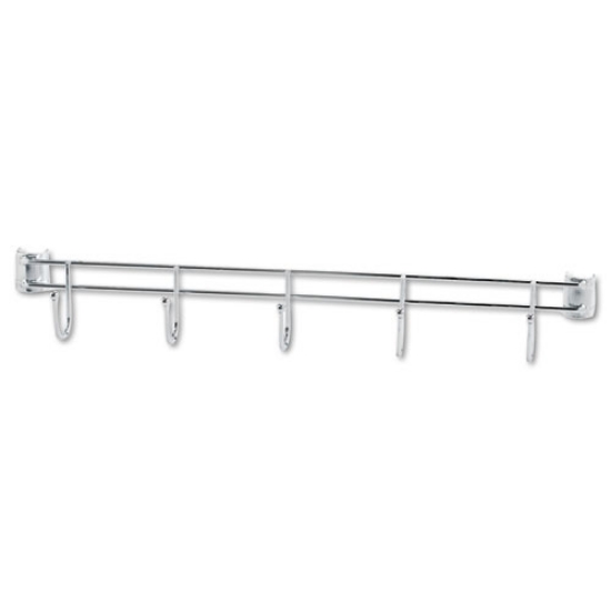 Picture of Hook Bars For Wire Shelving, Five Hooks, 24" Deep, Silver, 2 Bars/pack