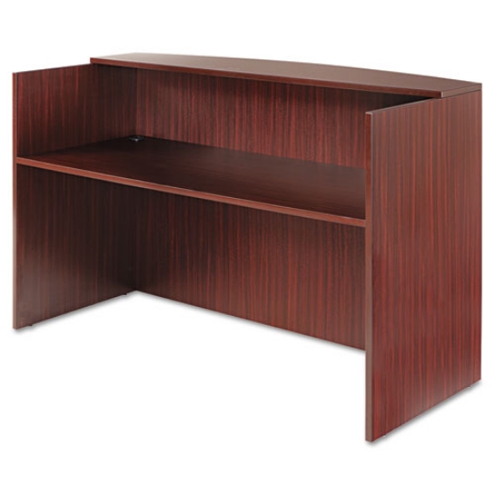 Picture of Alera Valencia Series Reception Desk With Transaction Counter, 71" X 35.5" X 29.5" To 42.5", Mahogany