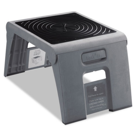 Picture of Folding Step Stool, 1-Step, 300 lb Capacity, 14 x 11.25 x 9.75, Slate