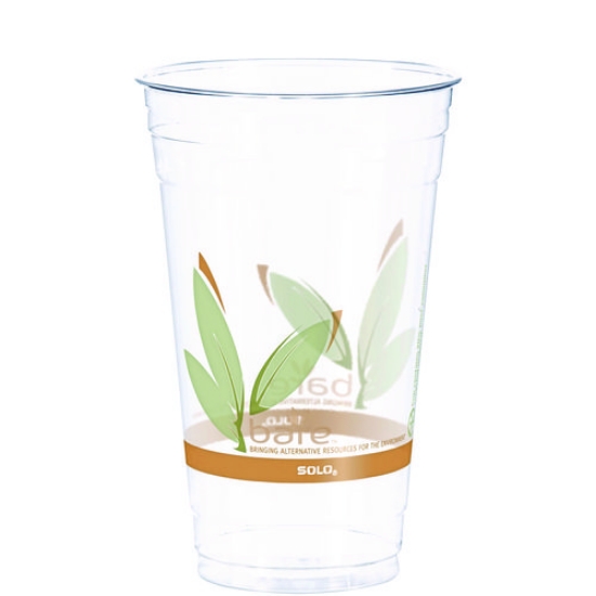 Picture of Bare Eco-Forward Rpet Cold Cups, 24 Oz, Leaf Design, Clear/green/orange, 50/pack, 12 Packs/carton