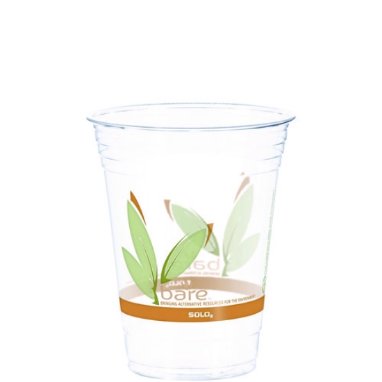Picture of Bare Eco-Forward RPET Cold Cups, ProPlanet Seal, 16 oz to 18 oz, Leaf Design, Clear, 50/Pack, 20 Packs/Carton