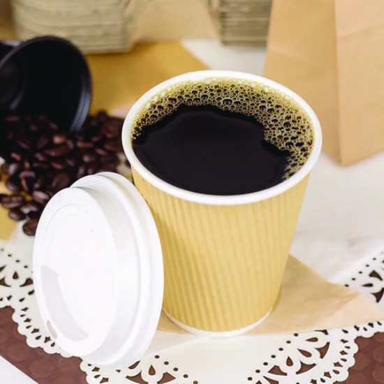 Picture of Ripple Hot Cups, 12 oz, Kraft/White, 500/Carton